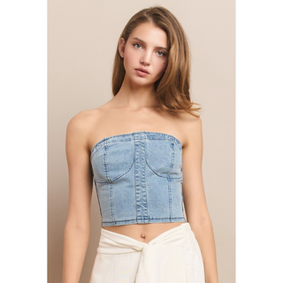 Strapless Bustier Denim Tube Top