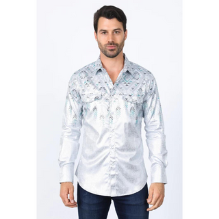 Mens Modern Fit Panoramic Foil Print Shirt