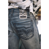 Men's Light Slim Boot Cut Black Triple Stitch Signature Pocket Denim Pants