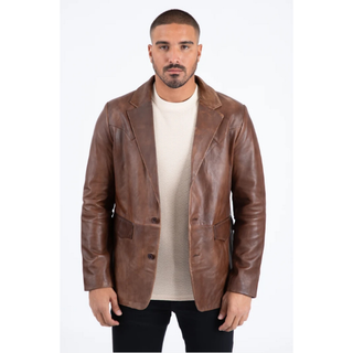 Platini Men's Genuine Leather Blazer