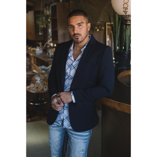 Platini Men's Double Button Western Blazer - Navy