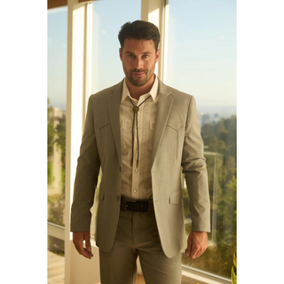 Platini Men's Western Sport Suit with Elbow Patches  - Grey