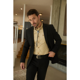 Platini Men's Western Sport Suit with Elbow Patches  - Black