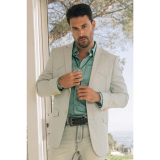 Platini Men's Double Button Western Blazer - White