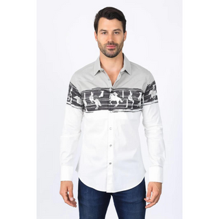 Platini Men's Modern Fit Cotton Stretch Rodeo Panoramic Shirt