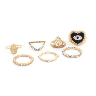 Gold Hamsa Assorted Ring Set