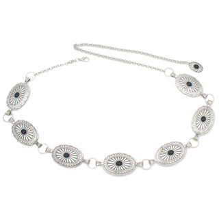 Women's Black & Silver Concho Chain Belt