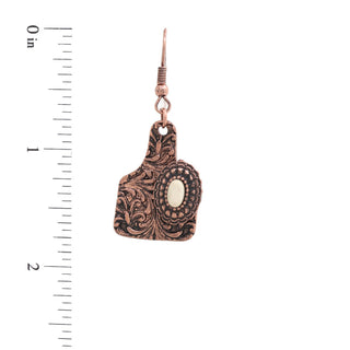 Western Cow Tag Earrings - Copper