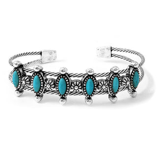 Western Silver & Turquoise Cuff Bangle Bracelet