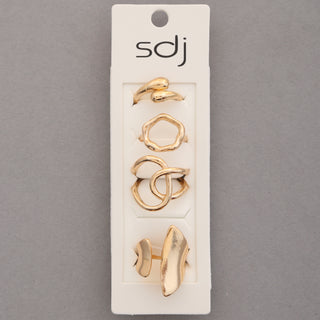 Gold Multi Shaped Assorted Ring Set