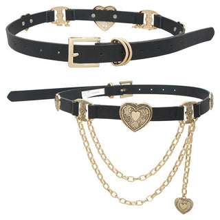 Women’s Western Cowgirl Heart Concho Belt - Black & Gold