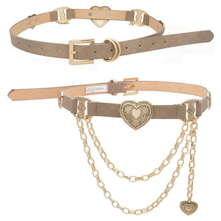 Women’s Western Cowgirl Heart Concho Belt - Taupe & Gold