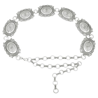 Women's SILVER Flora Concho Chain Belt