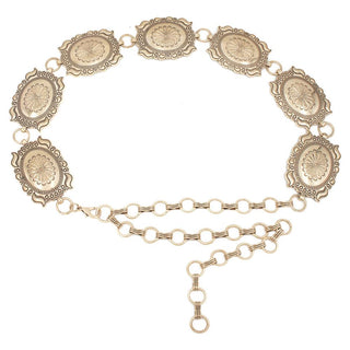 Women's Gold Flower Concho Chain Belt