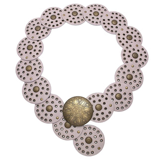 Women's Western Cowgirl Circle Concho Belt - Taupe & Gold