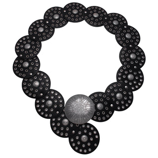 Women's Western Cowgirl Circle Concho Belt - Black & Silver