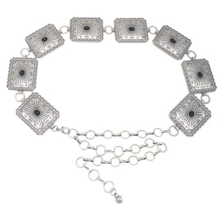 Women's Black & Silver Concho Chain Belt