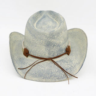Western Festival Vintage Cowboy Hat with Silver Bull Head Band - Blue