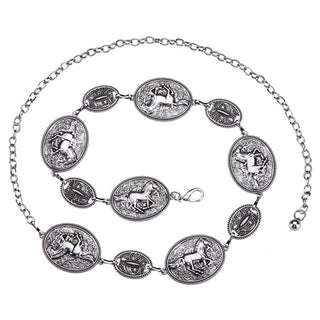 Women's Silver Horse Concho Chain Belt