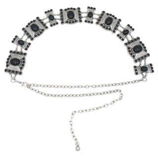 Women's Black & Silver Concho Chain Belt