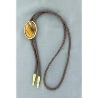 Tigers Eye Western Oval Concho Adult Bolo - Brown