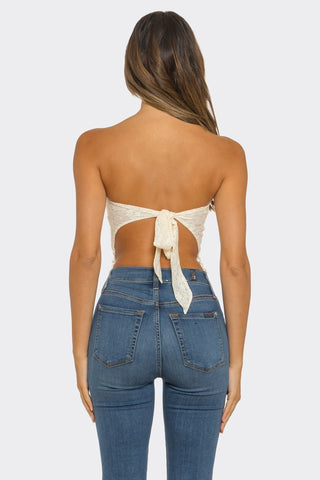 Desert Pearl Fringe Tube Top – Ivory