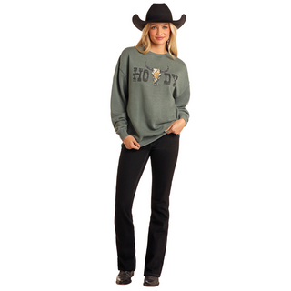 Rock & Roll Denim Howdy Oversized Pullover Sweater