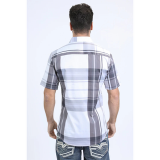 Platini Men’s Plaid Short Shirt - White