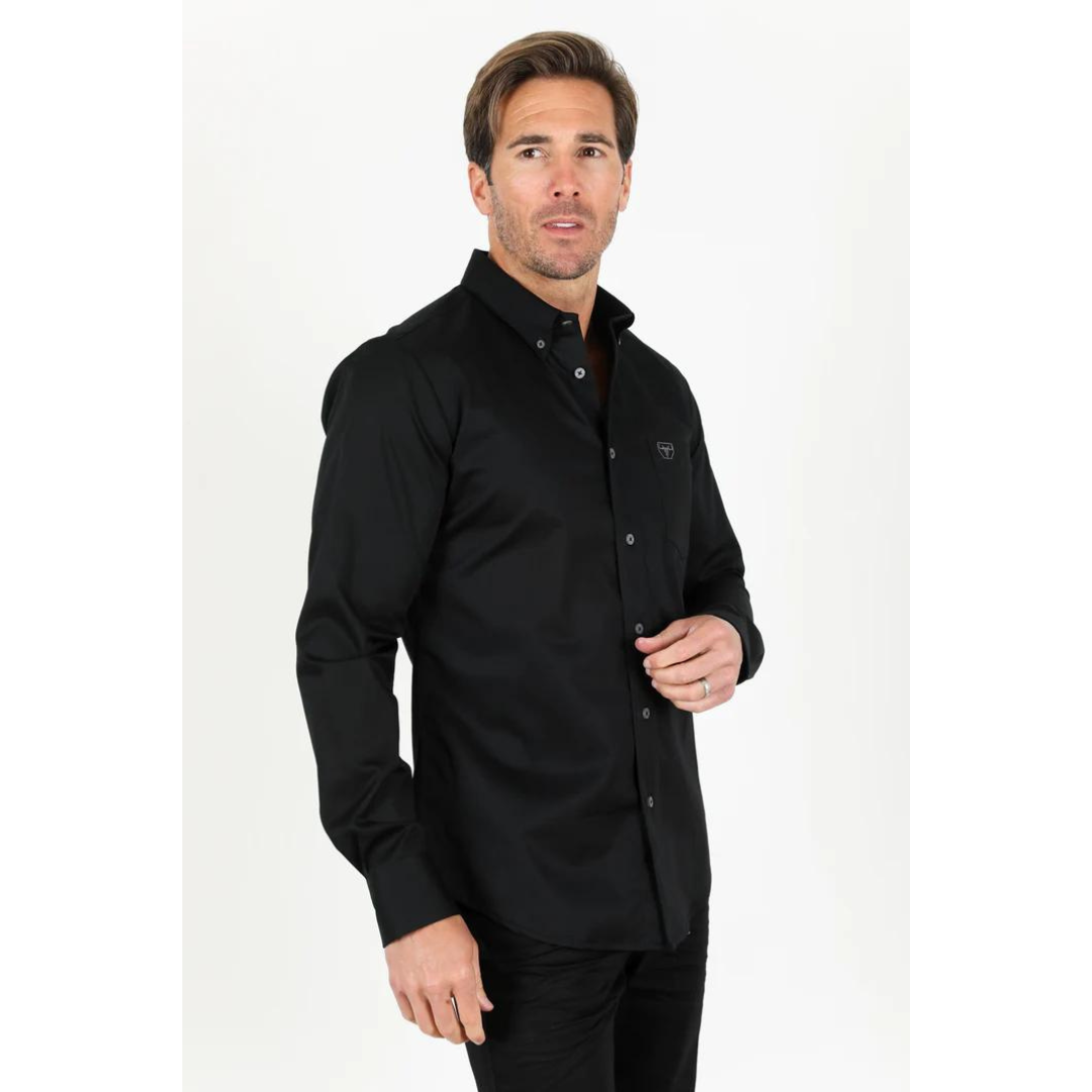 platini dress shirts Platini Black Satin Shirt Moreno's Wear