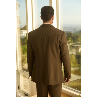 Platini Men's Western Sport Suit with Elbow Patches  - Brown