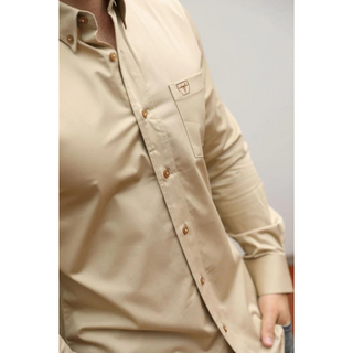 Platini Men's Modern Fit Beige Dress Shirt