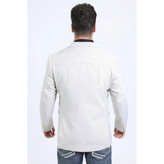 Platini Men's Double Button Western Blazer - Off White