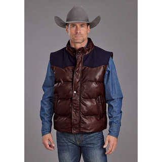 Stetson Quilted Leather Vest - Brown