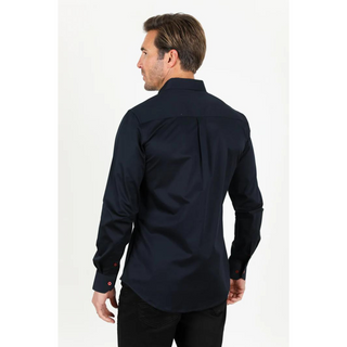 Platini Men's Modern Fit Navy Dress Shirt