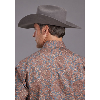 Stetson Men's Copper Paisley Long Sleeve Snap Western Shirt