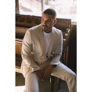 Platini Men's Double Button Western Blazer - Beige