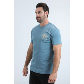 Platini Men’s Modern Fit Cotton Stretch T-Shirt - Blue