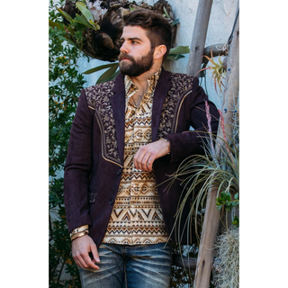 Platini Men's Embroidered Suede Blazer