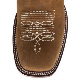 Los Altos Crazy Sunflower Leather Cowboy Boots- Tan