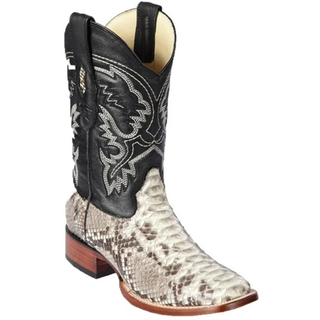 Los Altos Women's Python Wide Square Toe Cowboy Boots - Natural