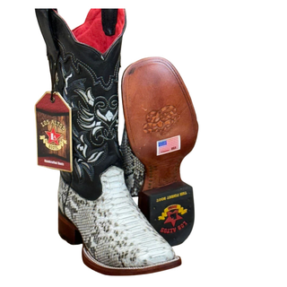 Los Altos Women's Python Wide Square Toe Cowboy Boots - Natural