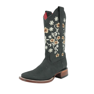 Los Altos Crazy Leather Cowboy Boots- Black