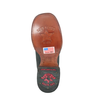 Los Altos Crazy Leather Cowboy Boots- Black