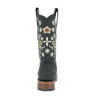 Los Altos Crazy Leather Cowboy Boots- Black