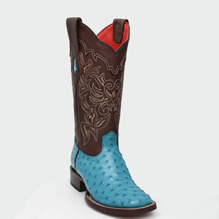 Los Altos women’s turquoise full quill ostrich leather western boot