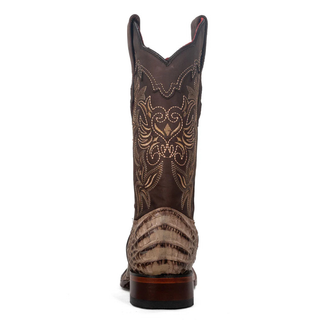 Back view of Los Altos mocha exotic western boots with embroidered leather shaft