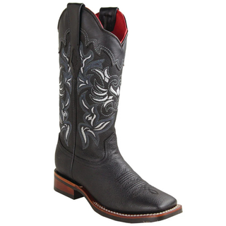 Los Altos Grisly Leather Cowboy Boots- Black