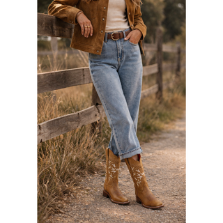 Los Altos Rage Leather Cowboy Boots- Honey