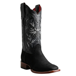 Los Altos Nubuck Leather Cowboy Boots- Black