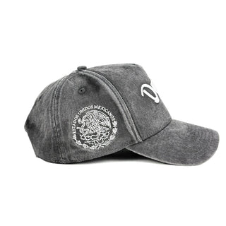 Gray cap with a logo on a white background